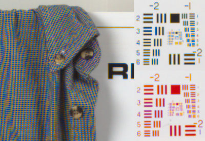 Example image showing aliasing and moiré artifacts before optical anti-aliasing filtering